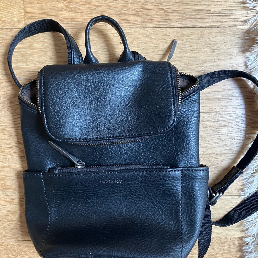 Matt & Nat Black Textured Vegan Leather Backpack